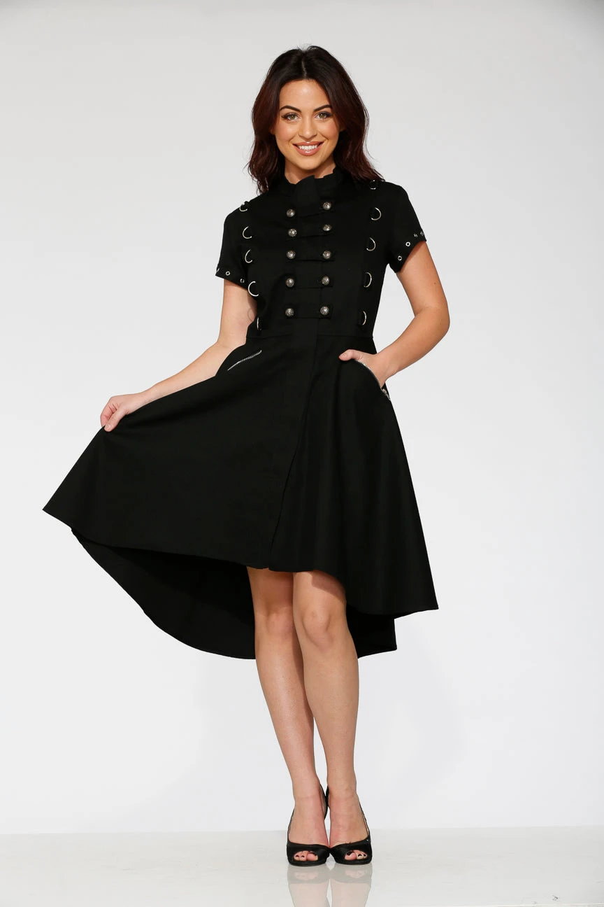Black Battalion Hi-Lo Swing Dress 1 Black Battalion Hi-Lo Swing Dress