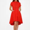 Red Jacquard Battalion Swing Dress