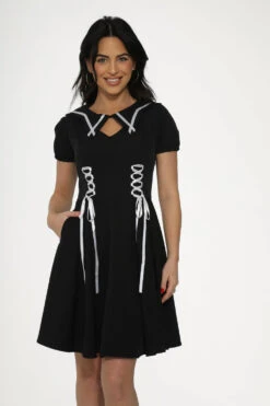 Black & White Trim Gothic Swing Dress