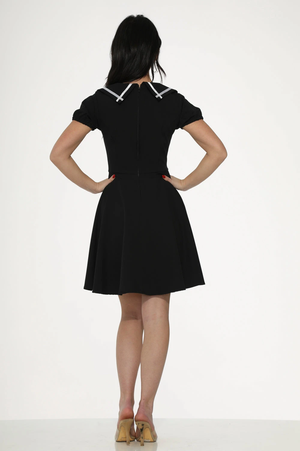 Black & White Trim Gothic Swing Dress 7 Black & White Trim Gothic Swing Dress - Image 7