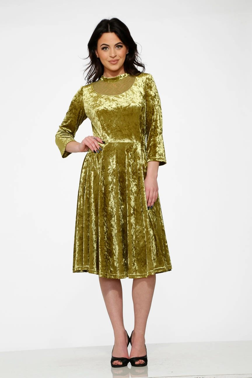Green Diamond Velvet Swing Dress 2 Green Diamond Velvet Swing Dress - Image 2