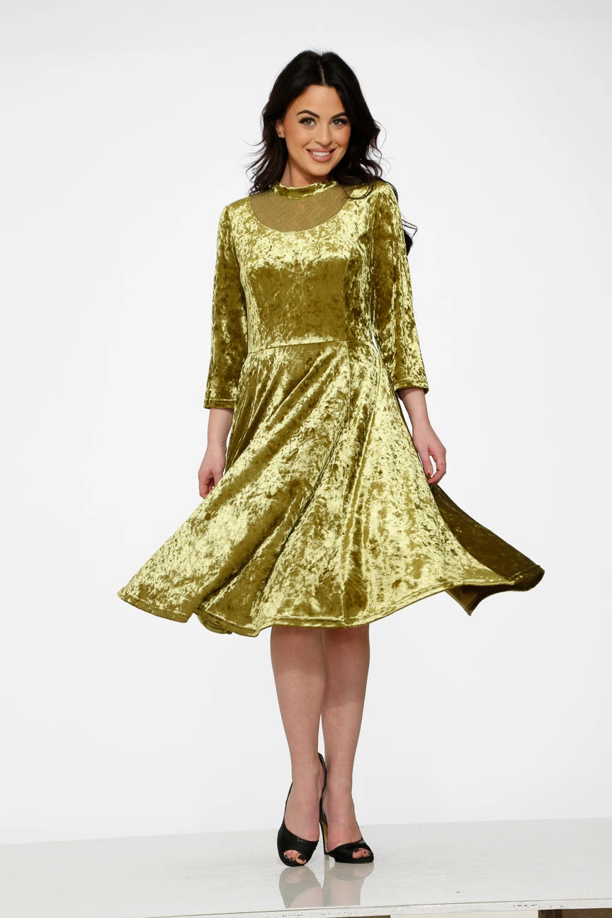 Green Diamond Velvet Swing Dress 1 Green Diamond Velvet Swing Dress