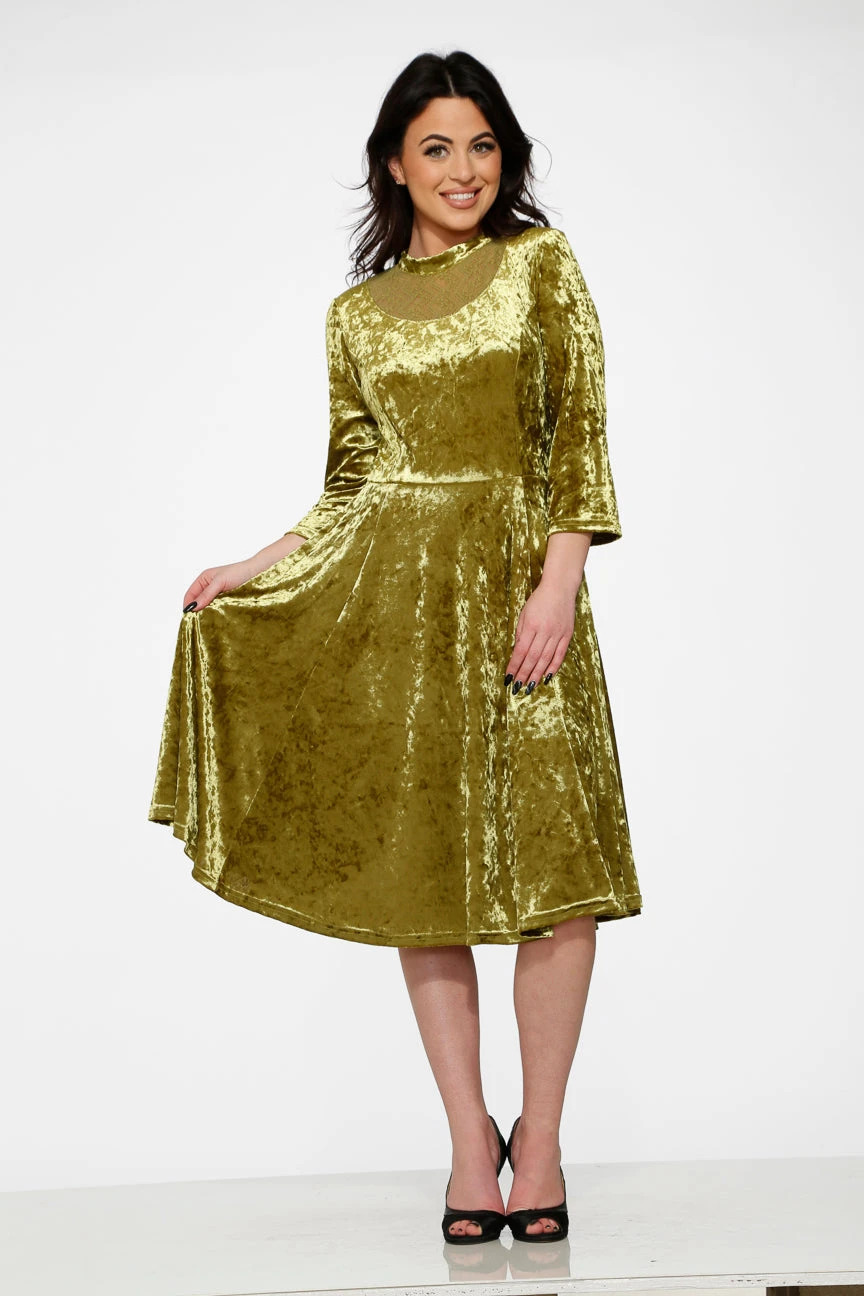 Green Diamond Velvet Swing Dress 4 Green Diamond Velvet Swing Dress - Image 4