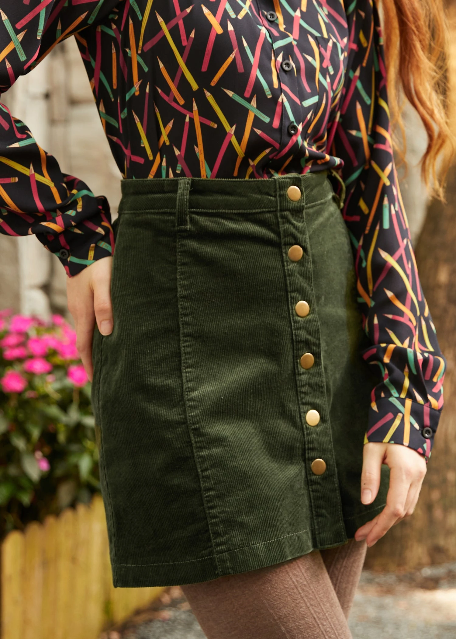 Vogue On Vinyl Button Front Corduroy Skirt 6 Vogue On Vinyl Button Front Corduroy Skirt - Image 6