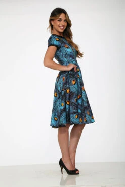 Blue Peacock Swing Dress -Sway & Shine Fashion Sales Store 20360 Blue Peacock Dress 13