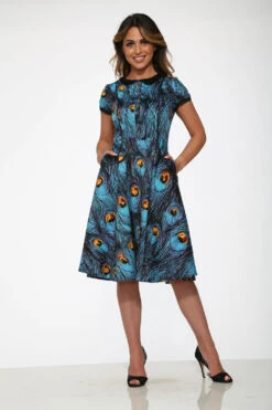 Blue Peacock Swing Dress -Sway & Shine Fashion Sales Store 20360 Blue Peacock Dress 4