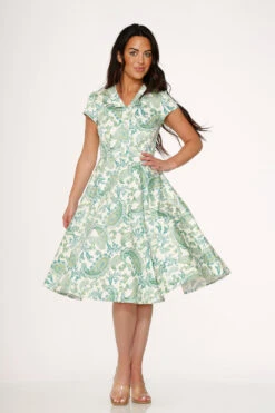 Green Paisley Swing Dress 8 Green Paisley Swing Dress -Sway & Shine Fashion Sales Store 20550 White Green Swing Dress 10