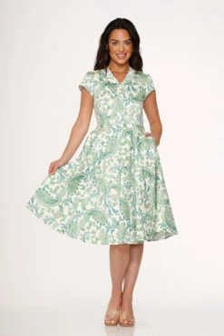 Green Paisley Swing Dress 9 Green Paisley Swing Dress -Sway & Shine Fashion Sales Store 20550 White Green Swing Dress 4