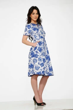 White & Blue China Doll Swing Dress -Sway & Shine Fashion Sales Store 20560 White Blue Floral Dress 10