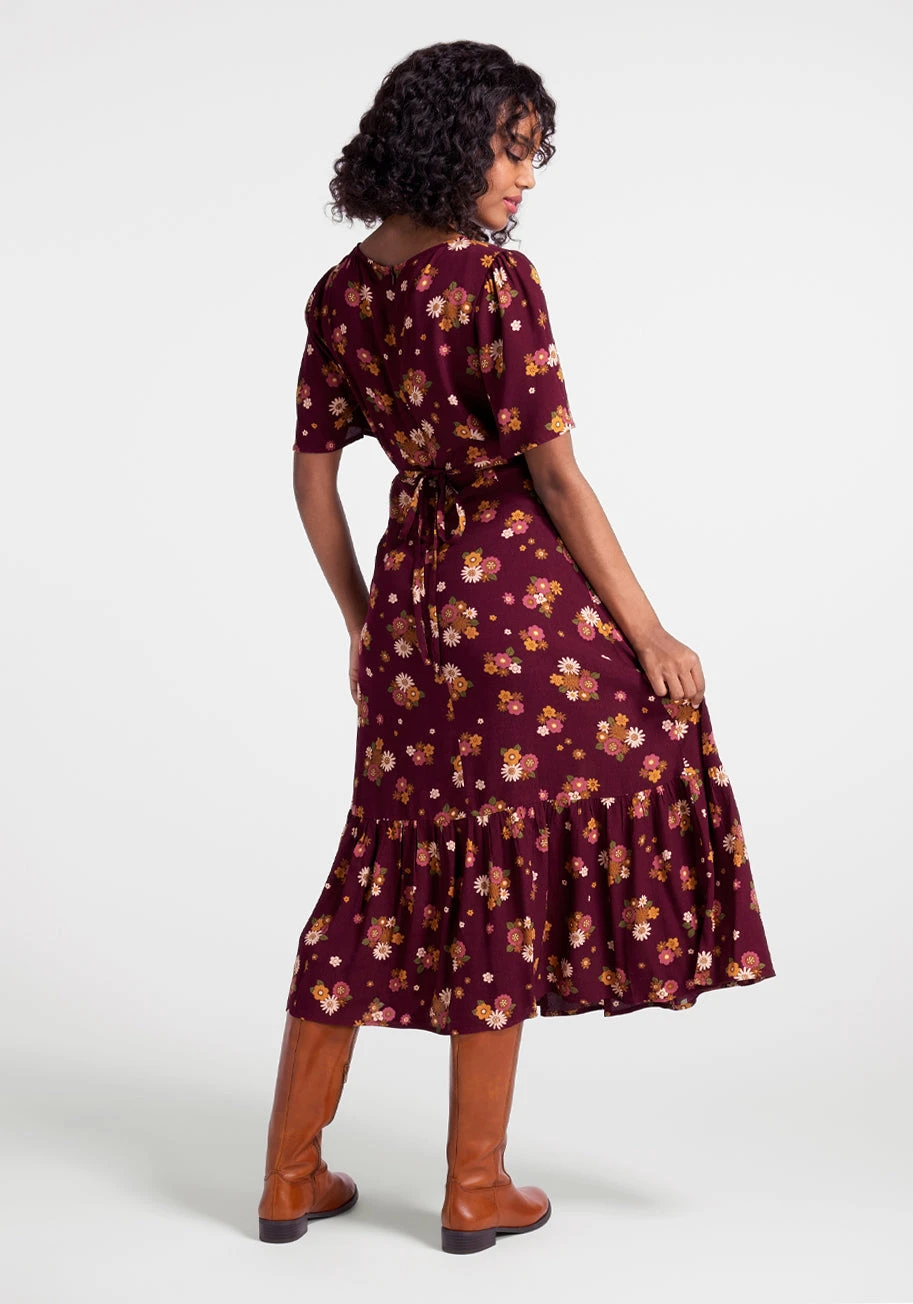 Autumnal Bouquets Midi Dress 2 Autumnal Bouquets Midi Dress - Image 2