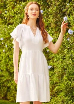 No Brand Sun-Soaked Cotton Dress 7 No Brand Sun-Soaked Cotton Dress -Sway & Shine Fashion Sales Store 206365 WHI 4