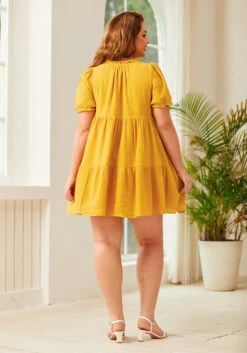 Sunshine Serenade Babydoll Dress -Sway & Shine Fashion Sales Store 206411 GOLD NUGGET PLUS 3