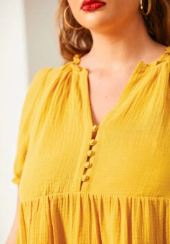 Sunshine Serenade Babydoll Dress -Sway & Shine Fashion Sales Store 206411 GOLD NUGGET PLUS 4