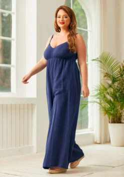 Blossom Bliss Jumpsuit 26 Blossom Bliss Jumpsuit -Sway & Shine Fashion Sales Store 206412 NVY PLUS 4