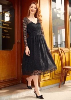 Dramatic Performance Lace Dress -Sway & Shine Fashion Sales Store 206743 BLK 1
