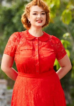 Heart Throb Button-Up Top -Sway & Shine Fashion Sales Store 206776 fiery red heart lace 7