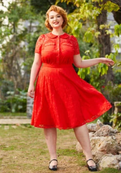 All Around Me Circle Skirt -Sway & Shine Fashion Sales Store 206777 fiery red heart lace 6