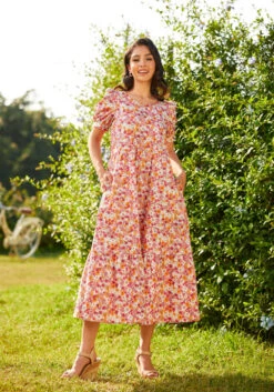Exuding Ease Midi Dress -Sway & Shine Fashion Sales Store 206851 berry blooms 3