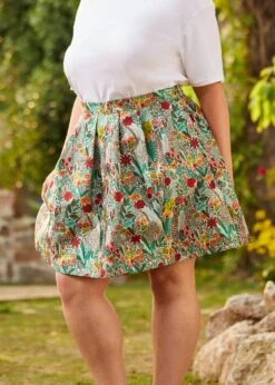 Bright On Pleated Skater Skirt 12 Bright On Pleated Skater Skirt -Sway & Shine Fashion Sales Store 206860 SPRING BROCADE PLUS 2