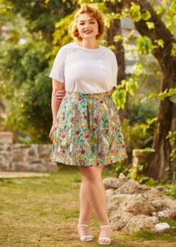 Bright On Pleated Skater Skirt 15 Bright On Pleated Skater Skirt -Sway & Shine Fashion Sales Store 206860 SPRING BROCADE PLUS 5