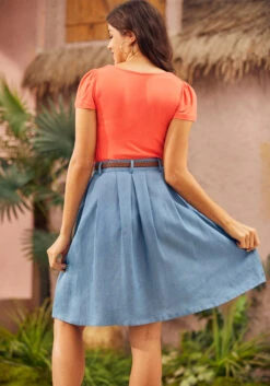 Bookstore's Best Chambray A-Line Skirt -Sway & Shine Fashion Sales Store 207196 BLU 3 a97b23a9 b210 4afc b82d 2be8375d30b6