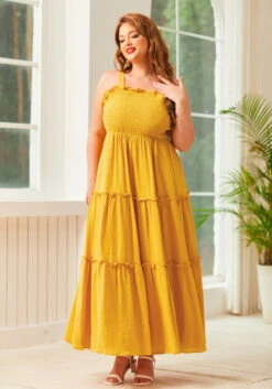 Glimmering Goddess Maxi Dress -Sway & Shine Fashion Sales Store 207253 GOLD NUGGET PLUS 2