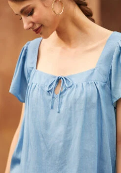 Fit To Be Tied Chambray Blouse 9 Fit To Be Tied Chambray Blouse -Sway & Shine Fashion Sales Store 207311 chambray 7