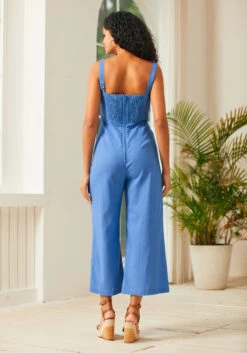 Funky Flare Jumpsuit -Sway & Shine Fashion Sales Store 207316 DENIM BLU 3