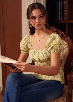 Candlelit Café Peplum Blouse -Sway & Shine Fashion Sales Store 207401 CREAM MULTI HP 5