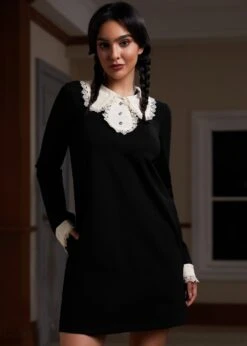 Laced Leaf Shift Dress -Sway & Shine Fashion Sales Store 207562 BLK HP 4