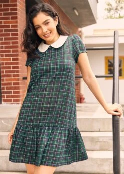 School Days Collared Dress -Sway & Shine Fashion Sales Store 207594 GRN NVYPALID 2