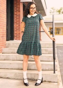 School Days Collared Dress -Sway & Shine Fashion Sales Store 207594 GRN NVYPALID 4