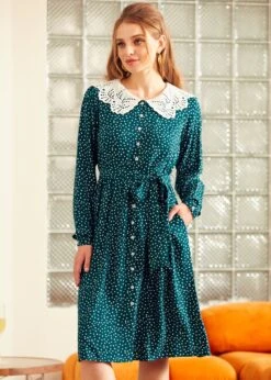 Sway This Way Shirt Waist Dress -Sway & Shine Fashion Sales Store 207623 GRN 4