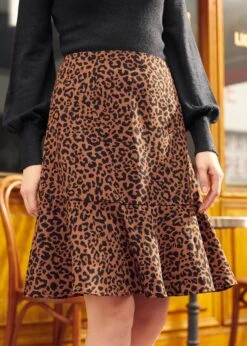 Ruffle Some Feathers Hem Skirt -Sway & Shine Fashion Sales Store 207626 LEOPARDPR 2