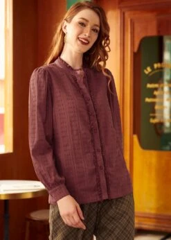 Go-Go Girl Ruffle Blouse 9 Go-Go Girl Ruffle Blouse -Sway & Shine Fashion Sales Store 207631 ROSE 2