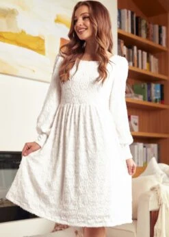 Dazzling In The Discotheque Scoop Neck Dress -Sway & Shine Fashion Sales Store 207716 Cream 4