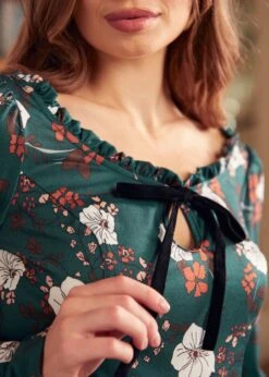 Woodstock Wanderer Scoopneck Fit & Flare Dress -Sway & Shine Fashion Sales Store 207718 GreenFloral 7