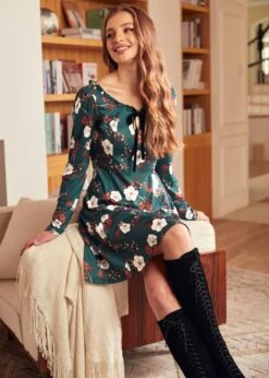 Woodstock Wanderer Scoopneck Fit & Flare Dress -Sway & Shine Fashion Sales Store 207718 GreenFloral 9
