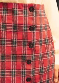 Reimagined Retro Faux Wrap Skirt -Sway & Shine Fashion Sales Store 207724 RED 7