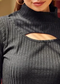 Peekaboo Mock Neck Top -Sway & Shine Fashion Sales Store 207732 CHL 7