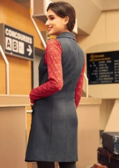 Dreaming In Decades Double Breasted Vest Dress -Sway & Shine Fashion Sales Store 207733 GRY 3