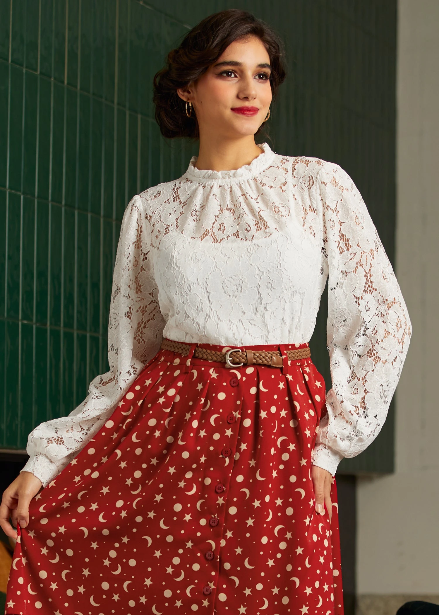 Mad Men Ruffle Mock Neck Blouse 1 Mad Men Ruffle Mock Neck Blouse