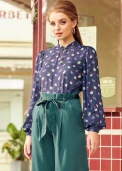 Vintage Vogue Puff Shoulder Blouse 10 Vintage Vogue Puff Shoulder Blouse -Sway & Shine Fashion Sales Store 207748 CAT 2