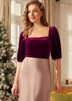 Saturday Night Sensation Balloon Sleeve Top -Sway & Shine Fashion Sales Store 207764 Burgandy 6