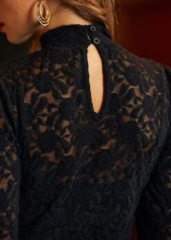 Cut To The Chase Puff Shoulder Mock Neck -Sway & Shine Fashion Sales Store 207810 BLK 7