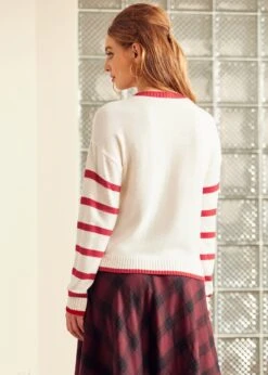 Timeless Striped Tapestry Crewneck Sweater 7 Timeless Striped Tapestry Crewneck Sweater -Sway & Shine Fashion Sales Store 207848 CREAM 3