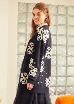 Whispers Of Winter Snowflake Sweater 10 Whispers Of Winter Snowflake Sweater -Sway & Shine Fashion Sales Store 207854 BLK 3