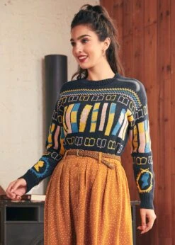 Vintage Vision Sweater -Sway & Shine Fashion Sales Store 207858 Navy 4