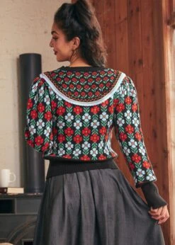 Timeless Tapestry Jacquard Cardigan -Sway & Shine Fashion Sales Store 207865 BLK 3 1