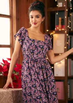 Timeless Tapestry Square Neck Dress -Sway & Shine Fashion Sales Store 207890 NAVFL 6